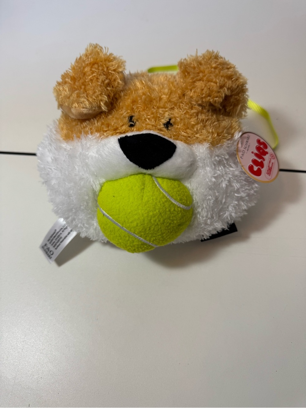 Plush Dog with Neon Yellow Tennis Ball PURSE